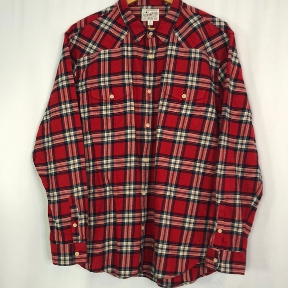 Lucky Brand Mens Red Plaid Flannel Button Up Outdoor Western Size XXL - Picture 1 of 11
